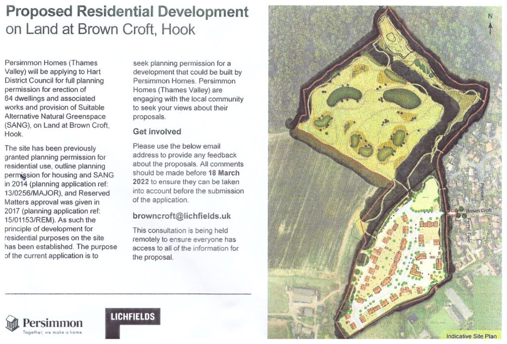 Pictures of leaflet sent to residents regarding the proposed development at Brown Croft